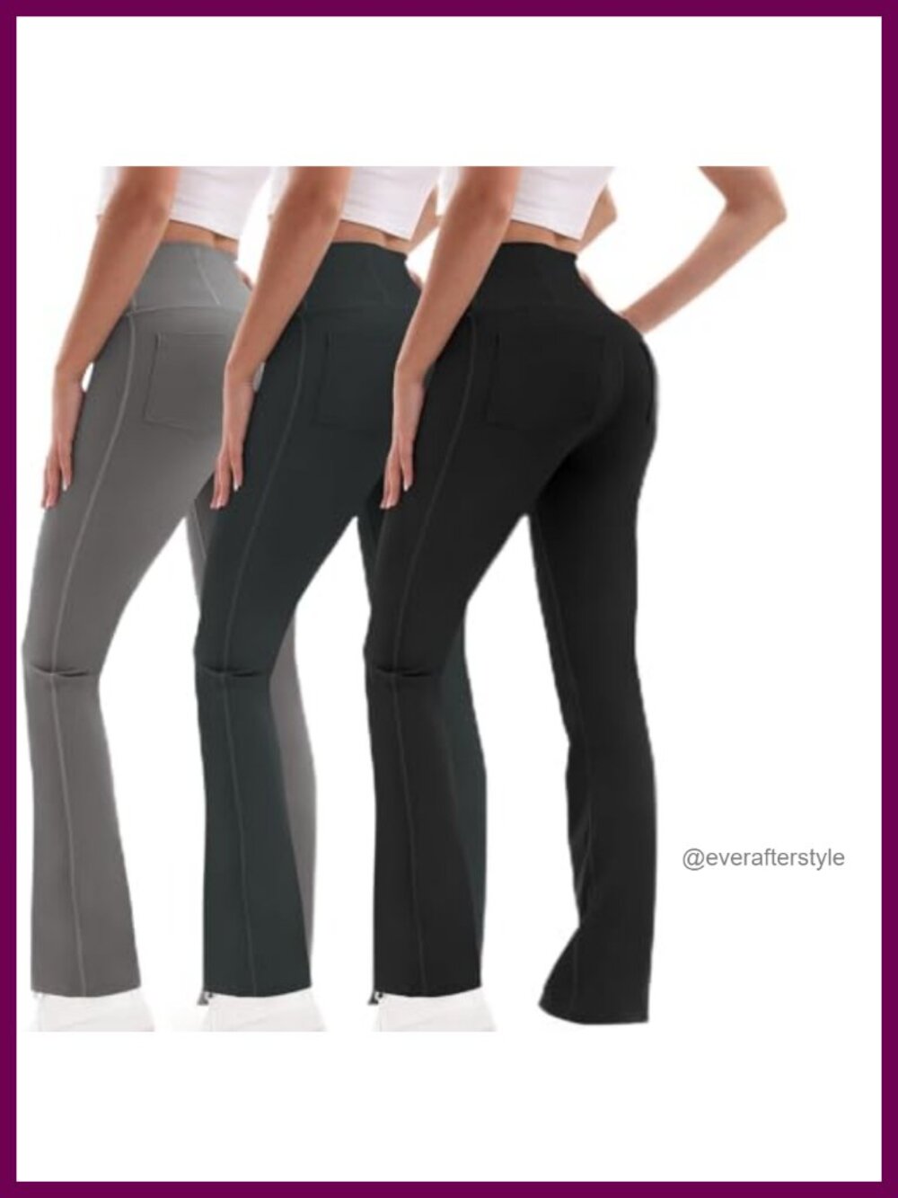 Flare Leggings for Women with Pockets Crossover High Waisted Tummy Control